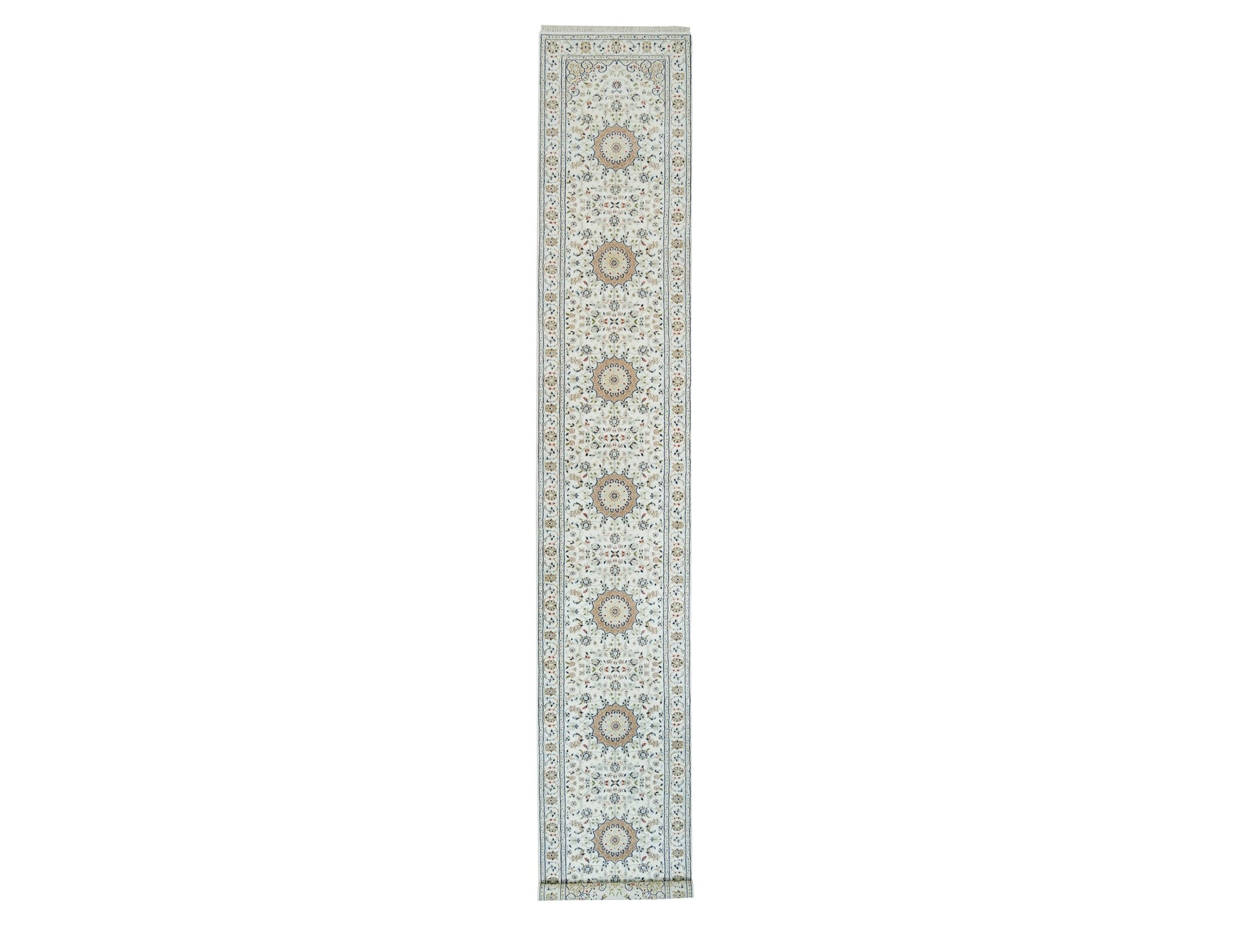 Nain Fine Oriental hand-knotted wool runner in Ivory, 2'8" x 16'7" — SKU O065993
