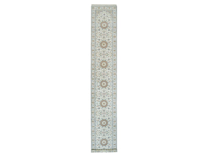 Nain Fine Oriental hand-knotted wool runner in Ivory, 2'8" x 16'7" — SKU O065993