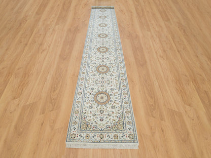 Nain Fine Oriental hand-knotted wool runner in Ivory, 2'8" x 16'7" — SKU O065993 (view 2)