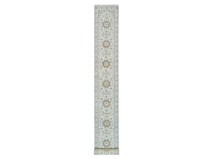 Nain Fine Oriental hand-knotted wool runner in Ivory, 2'6" x 20'6" — SKU O065994