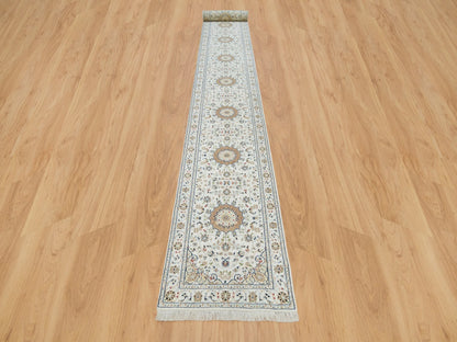 Nain Fine Oriental hand-knotted wool runner in Ivory, 2'6" x 20'6" — SKU O065994 (view 2)