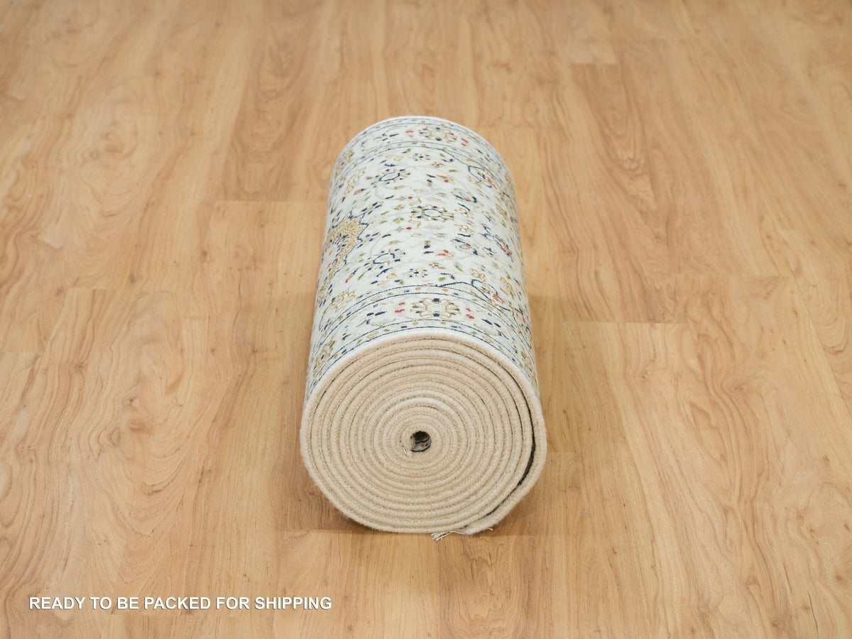 Nain Fine Oriental hand-knotted wool runner in Ivory, 2'6" x 20'6" — SKU O065994 (view 6)