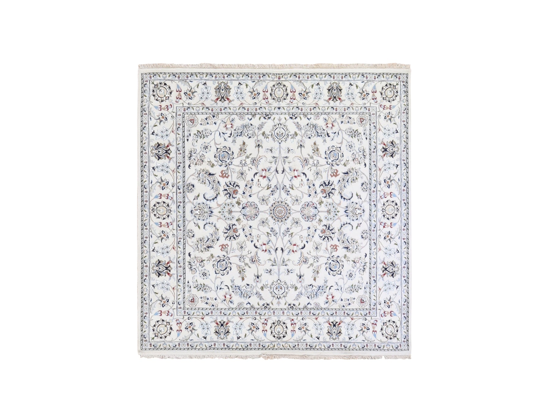 Nain Fine Oriental hand-knotted wool rug in Ivory, 6'1" x 6'1" — SKU O066024
