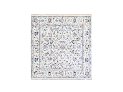 Ivory 6'1" x 6'1" Fine Oriental Hand knotted Wool Rug - Sku: O066024