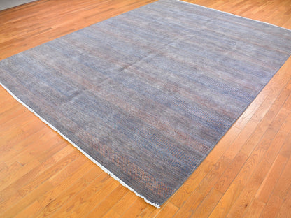 Orange 9'1" x 12'2" Modern / Contemporary Hand knotted Wool/Silk Rug - Sku: O066053