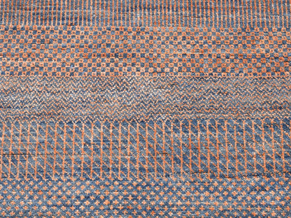 Orange 9'1" x 12'2" Modern / Contemporary Hand knotted Wool/Silk Rug - Sku: O066053