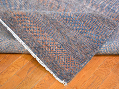 Orange 9'1" x 12'2" Modern / Contemporary Hand knotted Wool/Silk Rug - Sku: O066053