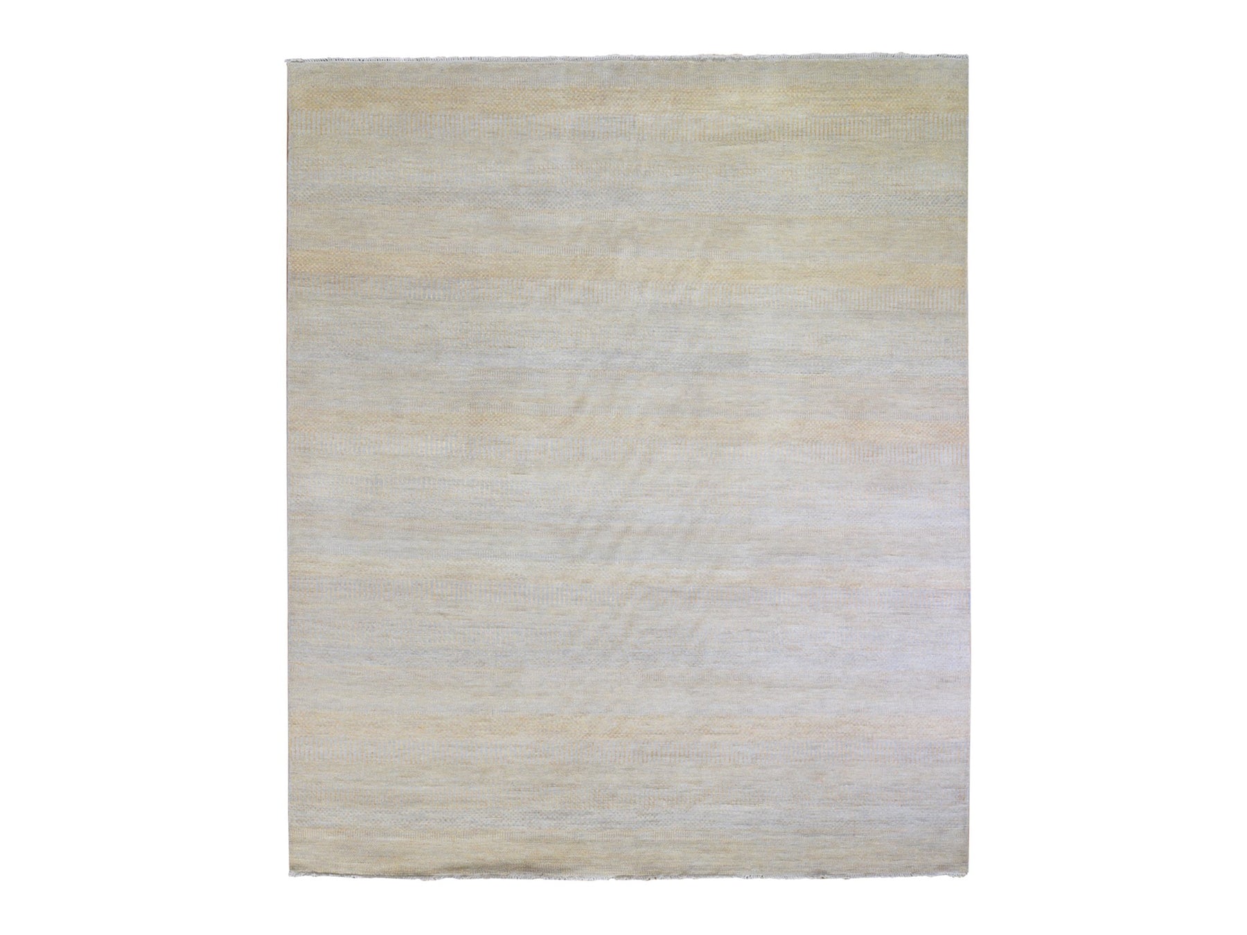 Modern / Contemporary hand-knotted wool/silk rug in Yellow, 8'1" x 9'8" — SKU O066056