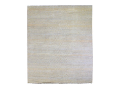 Yellow 8'1" x 9'8" Modern / Contemporary Hand knotted Wool/Silk Rug - Sku: O066056