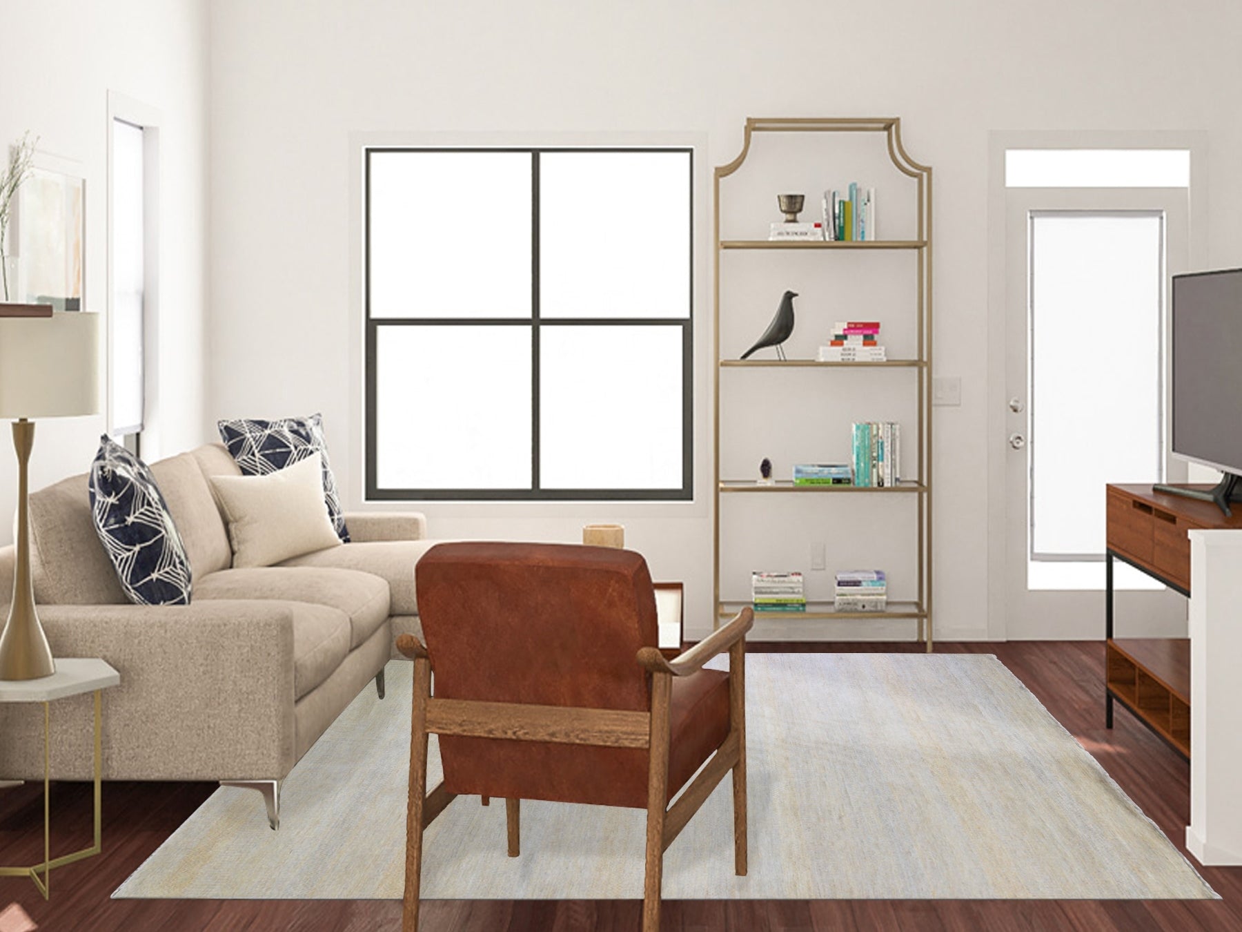 Modern / Contemporary hand-knotted wool/silk rug in Yellow, 8'1" x 9'8" — SKU O066056 (view 2)