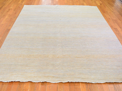 Yellow 8'1" x 9'8" Modern / Contemporary Hand knotted Wool/Silk Rug - Sku: O066056