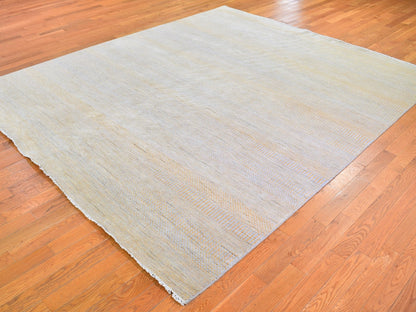 Yellow 8'1" x 9'8" Modern / Contemporary Hand knotted Wool/Silk Rug - Sku: O066056