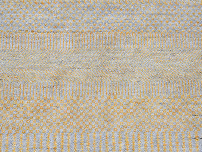 Yellow 8'1" x 9'8" Modern / Contemporary Hand knotted Wool/Silk Rug - Sku: O066056
