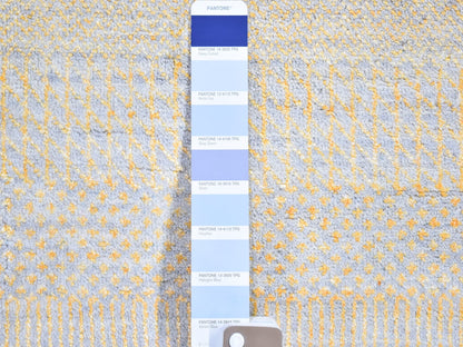 Modern / Contemporary hand-knotted wool/silk rug in Yellow, 8'1" x 9'8" — SKU O066056 (view 8)