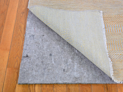 Yellow 8'1" x 9'8" Modern / Contemporary Hand knotted Wool/Silk Rug - Sku: O066056
