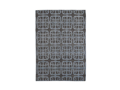 Kilim Flat-Weave hand-knotted wool rug in Brown, 4' x 6' — SKU O066067