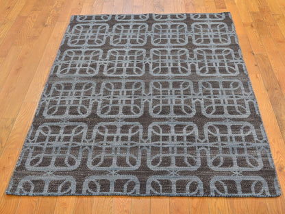Kilim Flat-Weave hand-knotted wool rug in Brown, 4' x 6' — SKU O066067 (view 2)