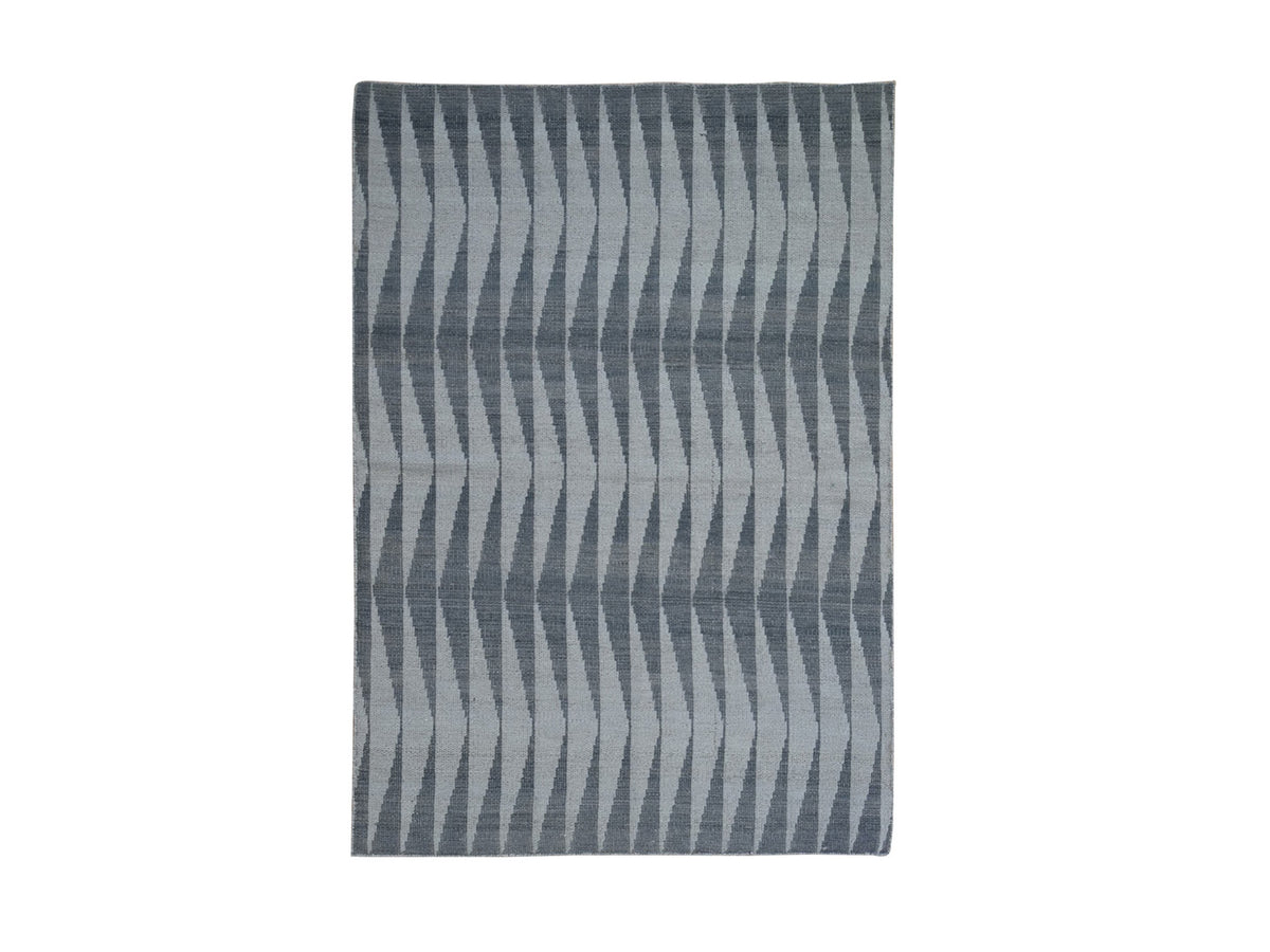Kilim Flat-Weave hand-knotted wool rug in Gray, 4' x 5'10" — SKU O066079