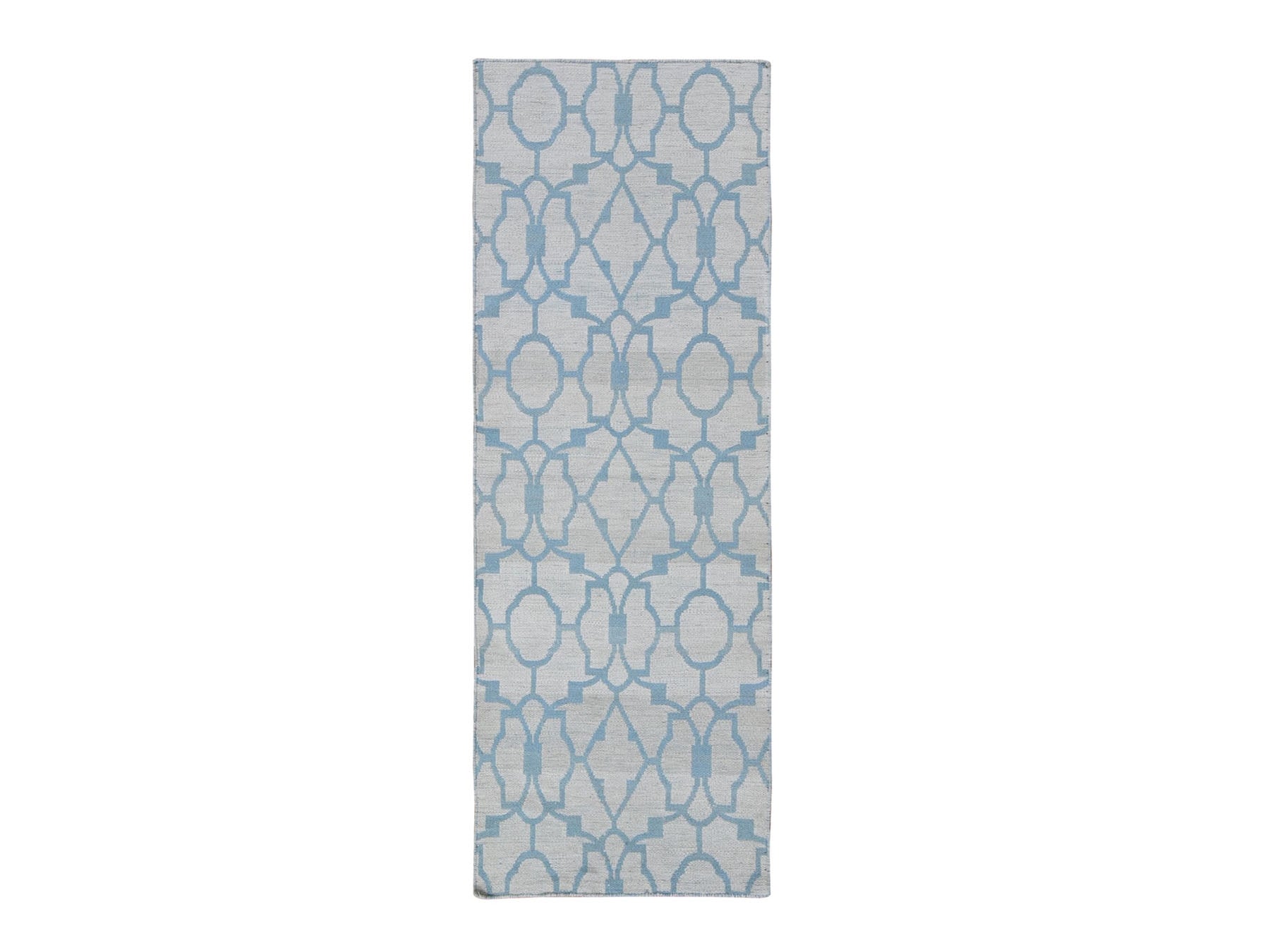 Kilim Flat-Weave hand-knotted wool runner in Blue, 2'8" x 7'10" — SKU O066094