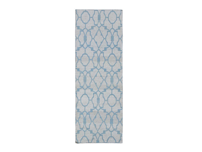 Kilim Flat-Weave hand-knotted wool runner in Blue, 2'8" x 7'10" — SKU O066094
