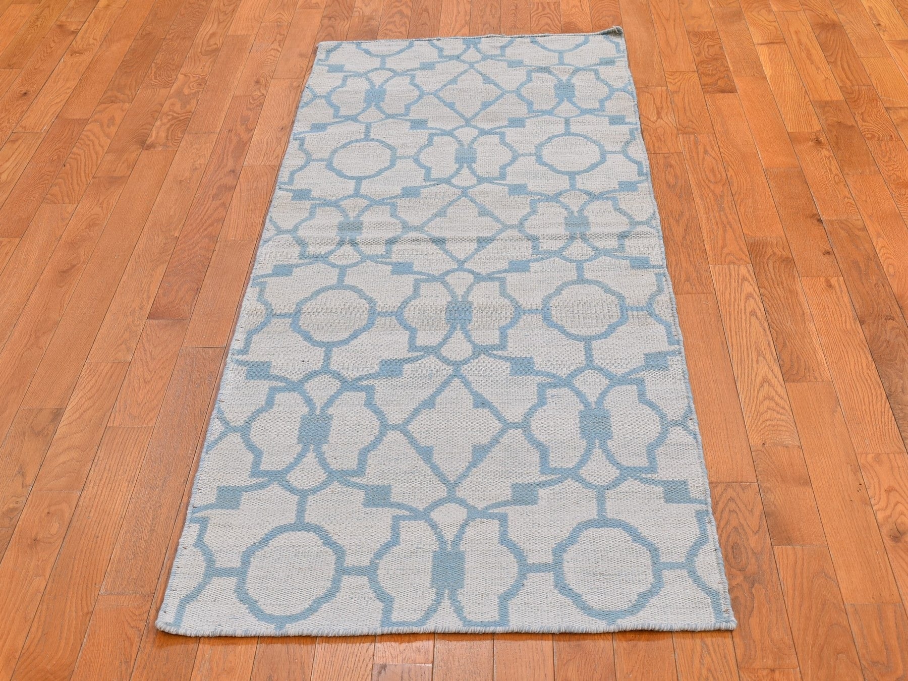 Kilim Flat-Weave hand-knotted wool runner in Blue, 2'8" x 7'10" — SKU O066094 (view 2)