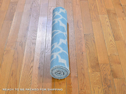 Kilim Flat-Weave hand-knotted wool runner in Blue, 2'8" x 7'10" — SKU O066094 (view 5)