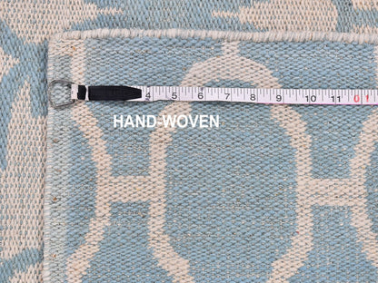 Kilim Flat-Weave hand-knotted wool runner in Blue, 2'8" x 7'10" — SKU O066094 (view 6)