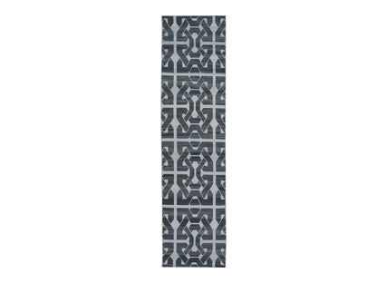 Grey 2'7" x 10'0" Flatweave / Kilim Hand woven Wool Rug - Sku: O066098