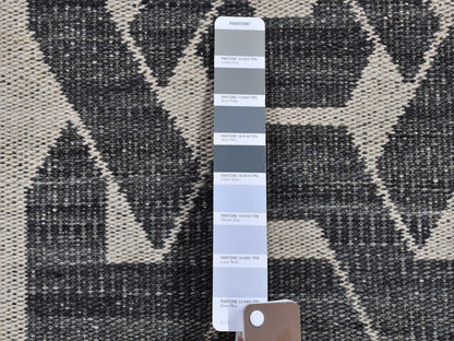 Grey 2'7" x 10'0" Flatweave / Kilim Hand woven Wool Rug - Sku: O066098