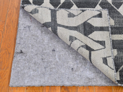 Grey 2'7" x 9'10" Flatweave / Kilim Hand woven Wool Rug - Sku: O066100