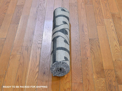 Grey 2'7" x 9'10" Flatweave / Kilim Hand woven Wool Rug - Sku: O066100