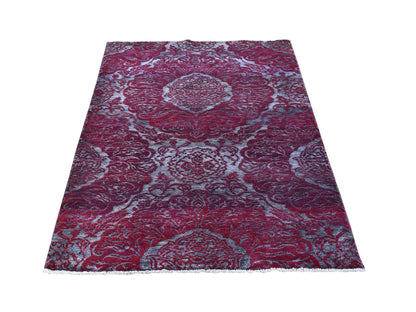 Ivory 3'2" x 5'6" Modern and Contemporary Hand knotted Wool Rug - Sku: O066123
