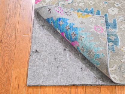 Grey 2'0" x 3'1" Transitional Hand knotted Wool/Silk Rug - Sku: O066145