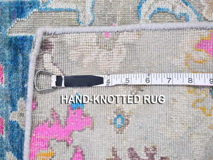 Grey 2'0" x 3'1" Transitional Hand knotted Wool/Silk Rug - Sku: O066145
