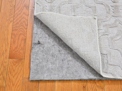 Ivory 2'0" x 2'10" Modern and Contemporary Hand knotted Wool Rug - Sku: O066159