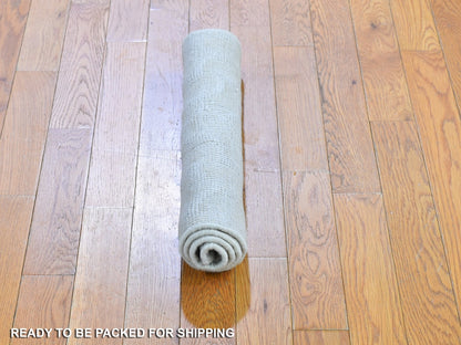 Ivory 2'0" x 2'10" Modern and Contemporary Hand knotted Wool Rug - Sku: O066159
