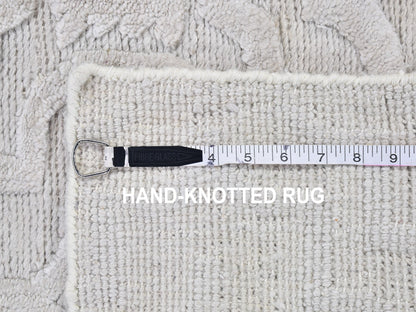Ivory 2'0" x 2'10" Modern and Contemporary Hand knotted Wool Rug - Sku: O066159
