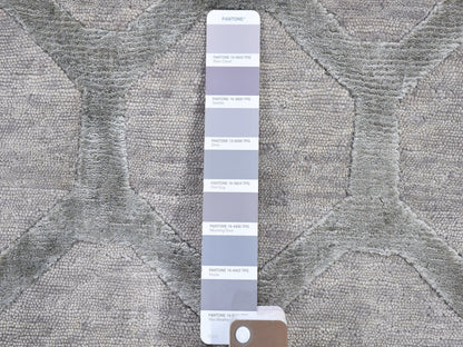 Grey 2'0" x 3'0" Modern / Contemporary Hand knotted Wool/Silk Rug - Sku: O066164