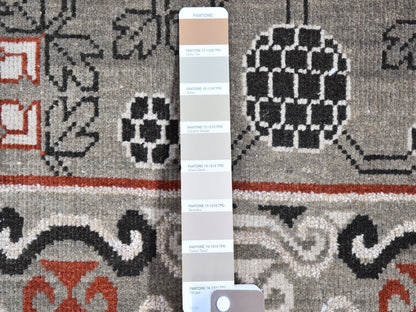 Grey 2'1" x 2'2" Tribal & Geometric Hand knotted Wool Rug - Sku: O066166