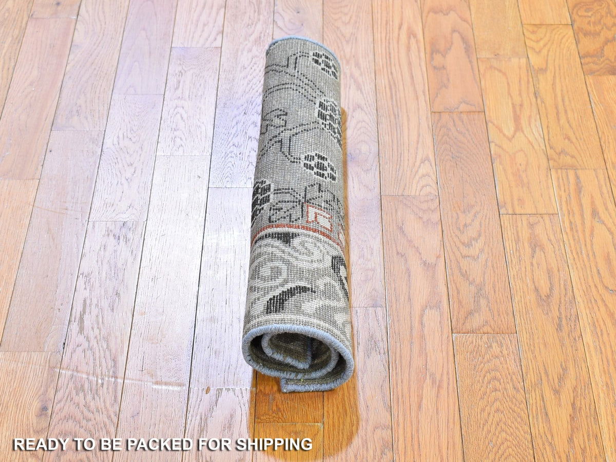 Khotan Tribal & Geometric hand-knotted wool rug in Gray, 2'1" x 2'2" — SKU O066166 (view 4)