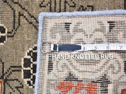 Grey 2'1" x 2'2" Tribal & Geometric Hand knotted Wool Rug - Sku: O066166