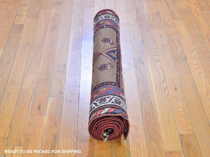 Antique hand-knotted wool runner in Brown & Ivory, 3'9" x 12'2" — SKU O066185 (view 5)