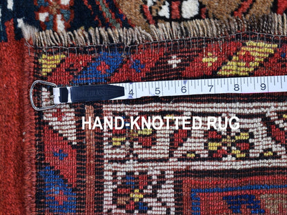 Brown 3'9" x 12'2" Antique Hand knotted Wool Rug - Sku: O066185