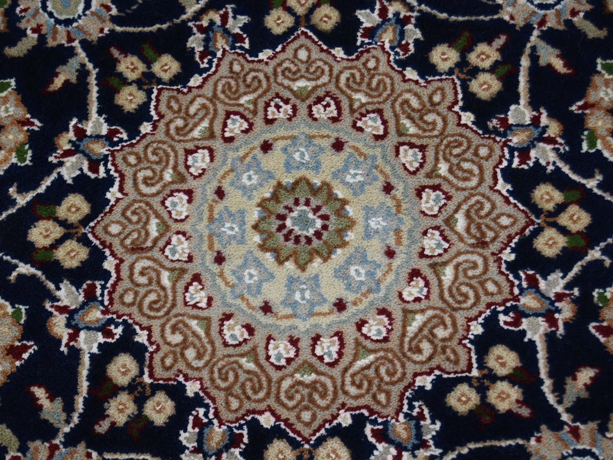 Nain Fine Oriental hand-knotted wool runner in Blue & Ivory, 3' x 18' — SKU O066228 (view 8)
