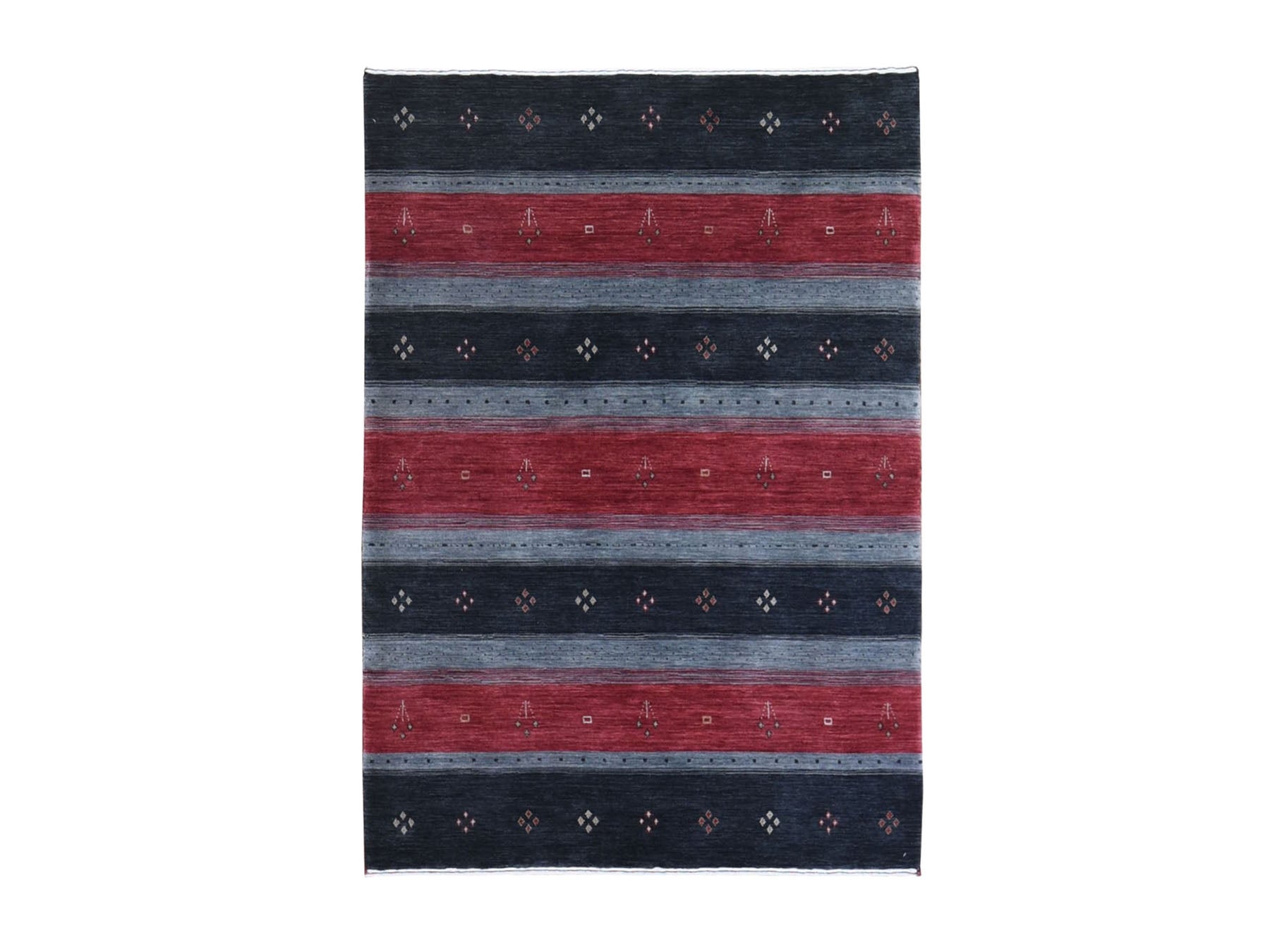 Gabbeh Modern / Contemporary hand-knotted wool rug in Black, 4' x 6'1" — SKU O066239