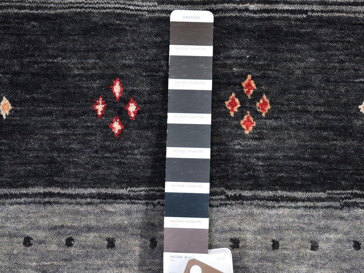 Gabbeh Modern / Contemporary hand-knotted wool rug in Black, 4' x 6'1" — SKU O066239 (view 3)