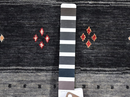 Gabbeh Modern / Contemporary hand-knotted wool rug in Black, 4' x 6'1" — SKU O066239 (view 3)
