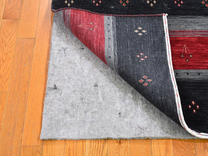 Gabbeh Modern / Contemporary hand-knotted wool rug in Black, 4' x 6'1" — SKU O066239 (view 4)