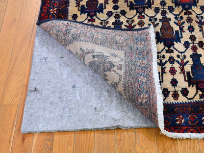 Persian hand-knotted wool rug in Ivory & Navy Blue, 4'10" x 7' — SKU O066315 (view 4)
