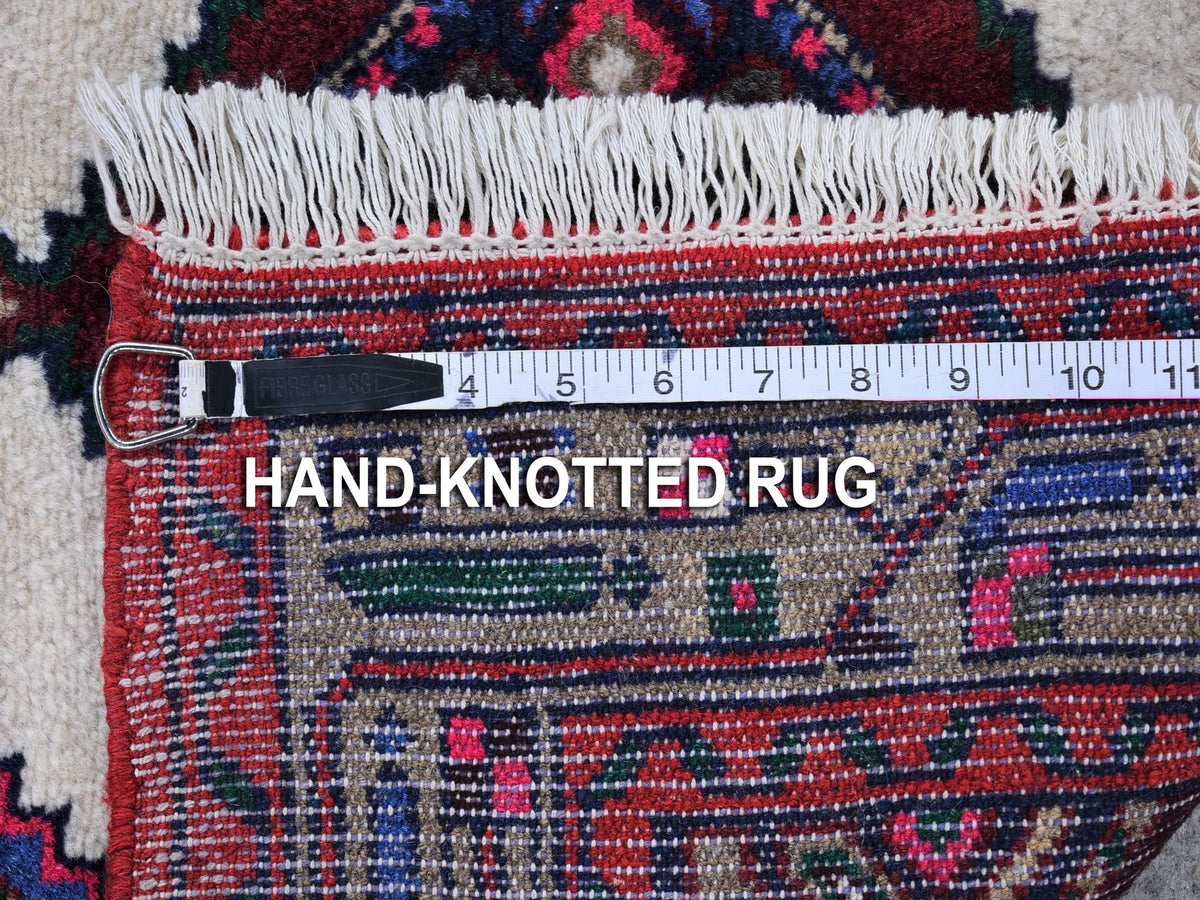 Hamadan Persian hand-knotted wool rug in Ivory & Brown, 2'8" x 4'1" — SKU O066320 (view 5)